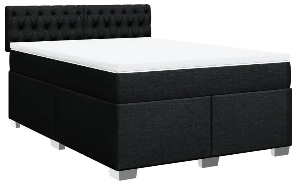 Cama com molas/colchão 160x200 cm tecido preto
