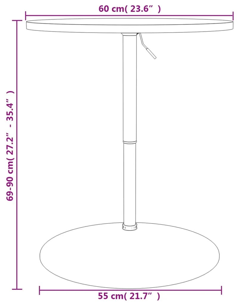 Mesa de bar 60x60x90 cm derivados de madeira/aço cromado branco