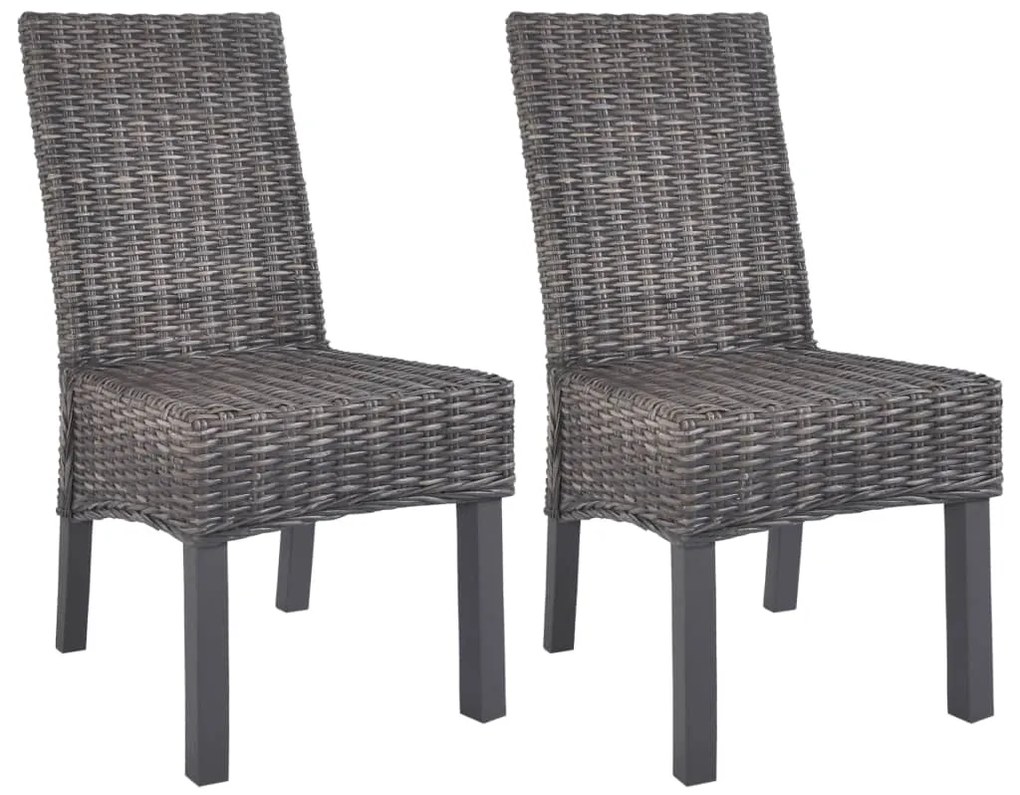 vidaXL Cadeiras jantar 2 pcs vime Kubu castanho + madeira mogno