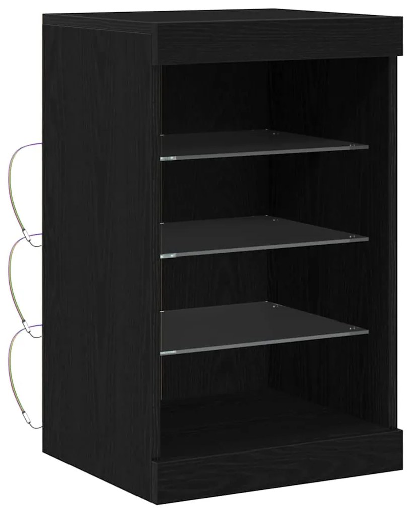 Buffet vidaXL com Luzes LED Carvalho Preto 41x37x67 cm