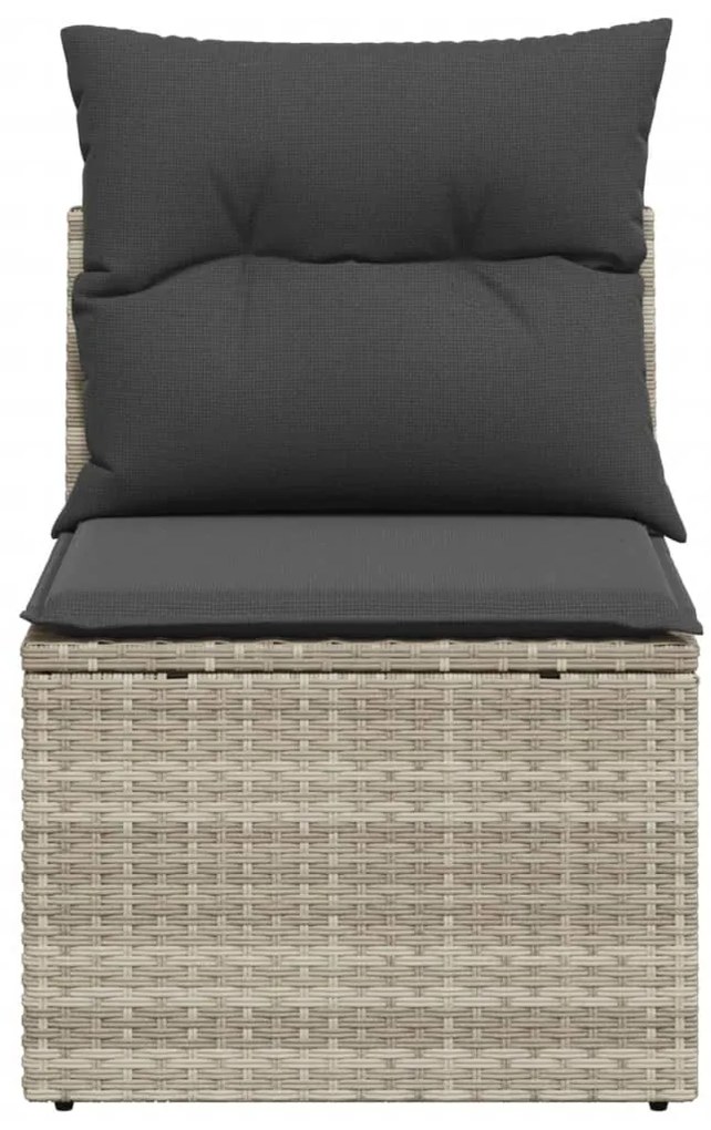 Sofá de jardim sem braços com almofadões vime PE cinzento claro