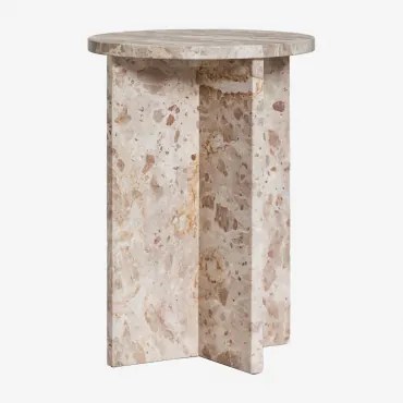 Mesa Lateral Redonda Ø35 Cm Em Mármore Mencia Mármore Cores Naturais - Sklum