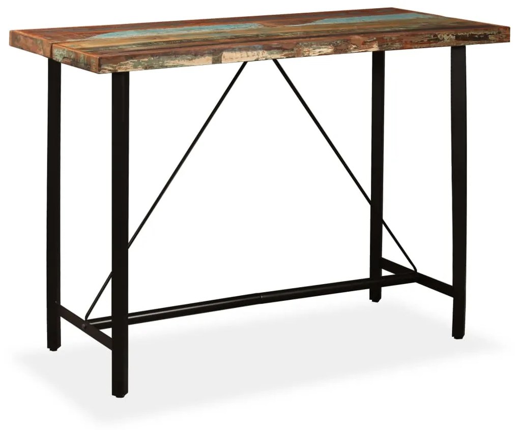 vidaXL Mesa de bar em madeira reciclada maciça 150x70x107 cm
