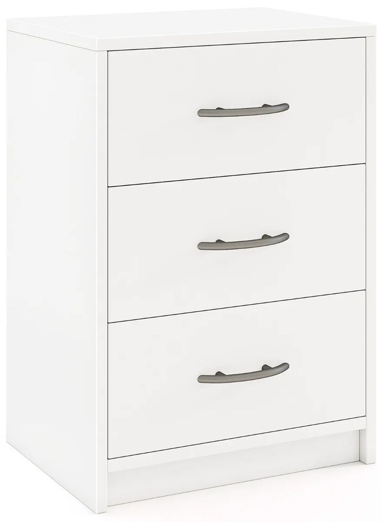 Mesa de cabeceira de 3 gavetas moderna com arrumação 38,5 x 28 x 54 cm Branco