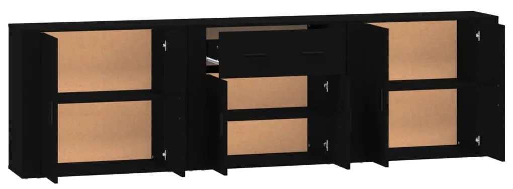 Aparadores 3 pcs derivados de madeira preto