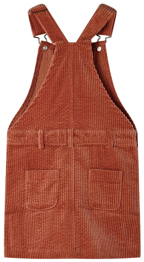 Vestido com peitilho para criança bombazina cor conhaque 104