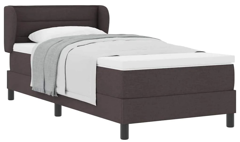 Cama Box Spring vidaXL com Colchão - Castanho Escuro, 80x200 cm, Tecid
