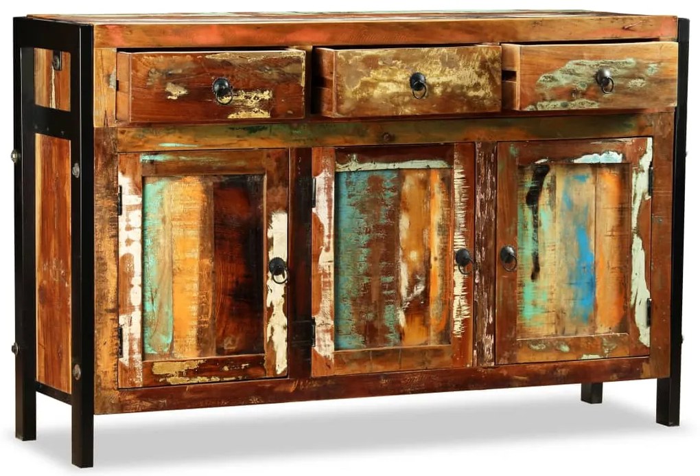 Aparador de madeira reciclada maciça 120x35x76 cm