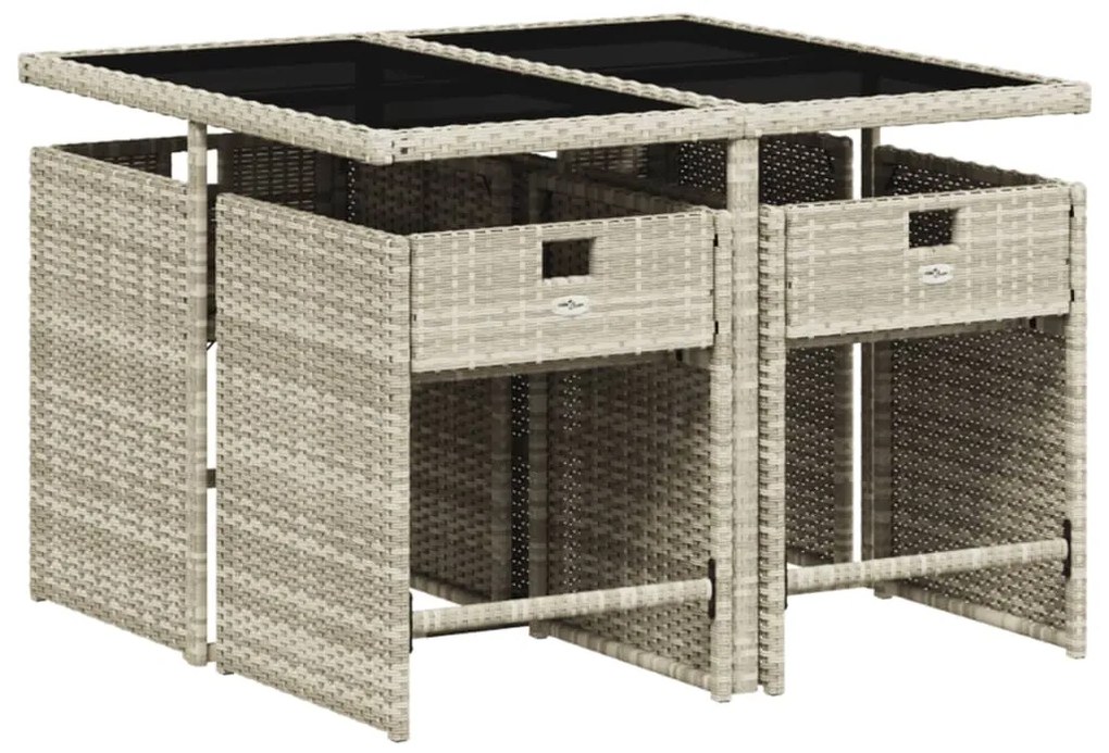 5 pcs conjunto de jantar p/ jardim c/ almofadões cinzento claro