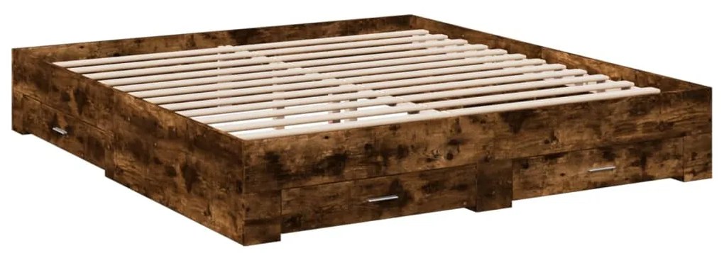 Estrutura de cama c/ gavetas derivados madeira carvalho fumado