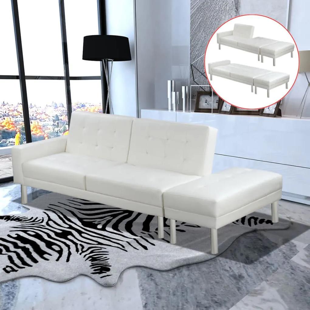 Sofá-cama em couro artificial branco