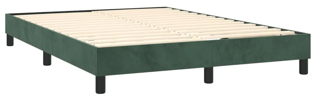 Estrutura de cama 140x200 cm veludo verde-escuro