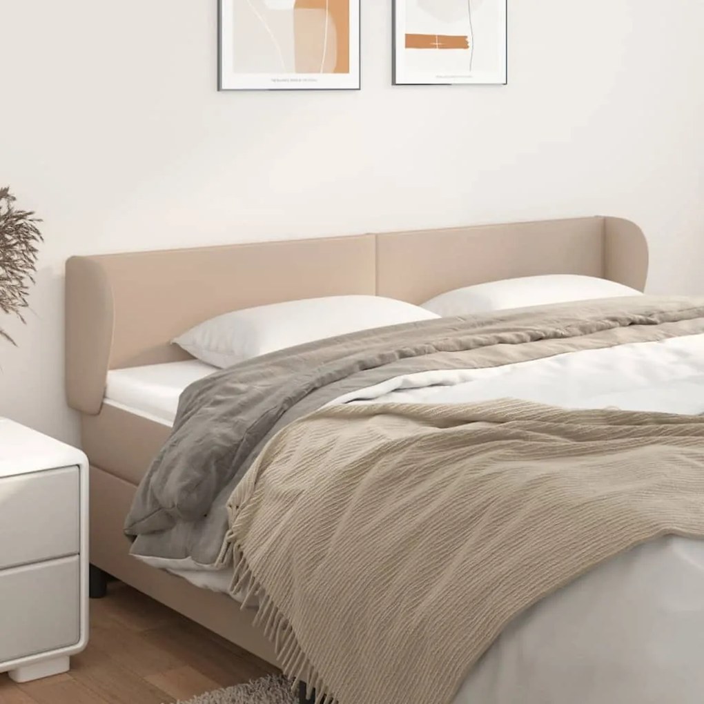 Cabeceira cama abas couro artificial 203x23x78/88 cm cappuccino