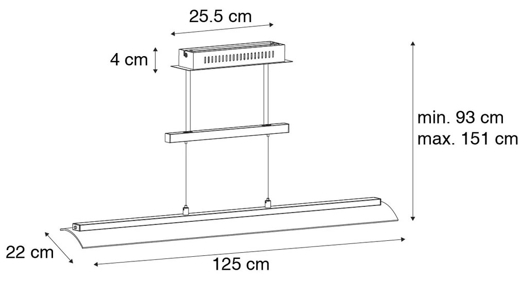 Candeeiro de suspensão moderno preto com LED regulável em 3 níveis - Boone Moderno