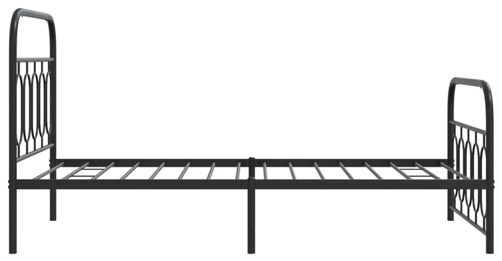 Estrutura de cama com cabeceira e pés 100x190 cm metal preto