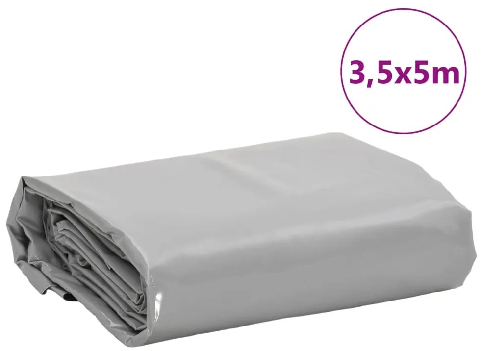 Lona 3,5x5 m 650 g/m² cinzento