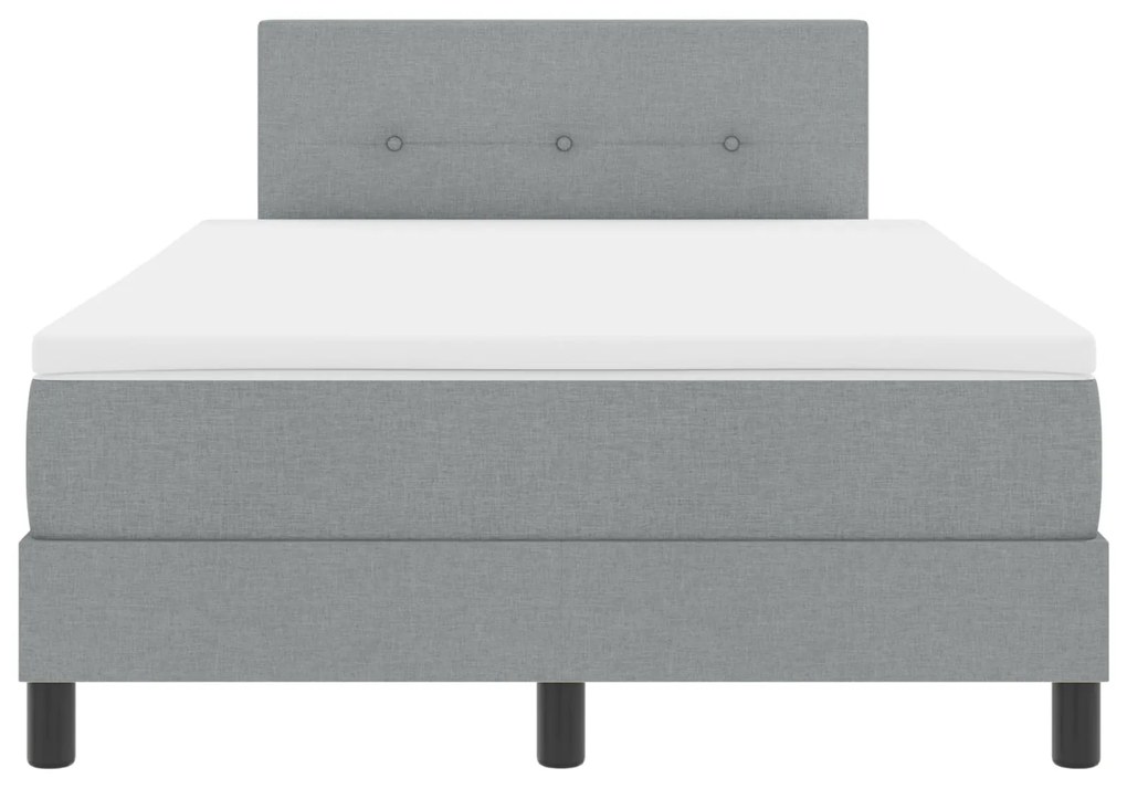 Cama Box Spring com colchão Cinza Claro 120x190 cm Tecido