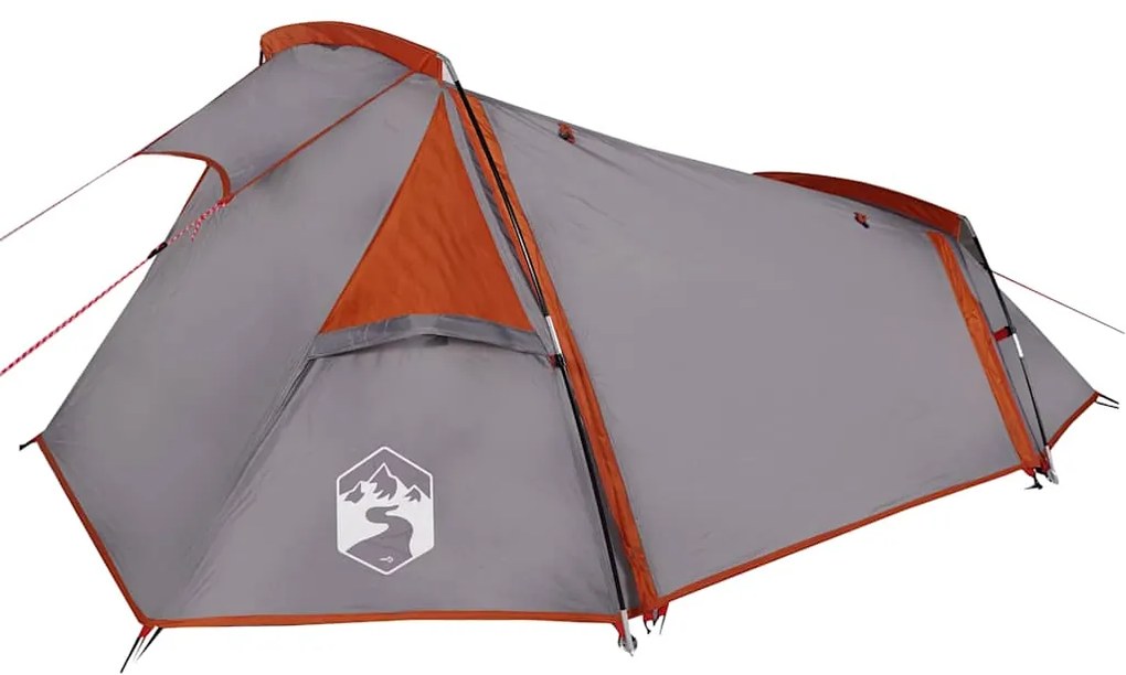Tenda de campismo túnel p/ 2 pessoas impermeável cinza/laranja