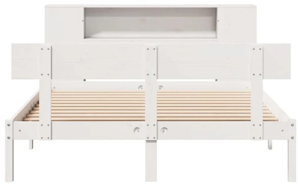 Cama com estante sem colchão 160x200 cm pinho maciço branco
