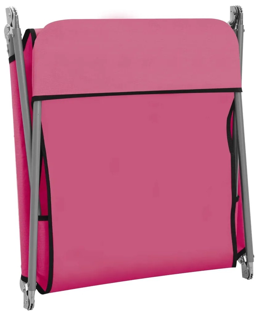 Espreguiçadeiras dobráveis 2 pcs aço e tecido rosa