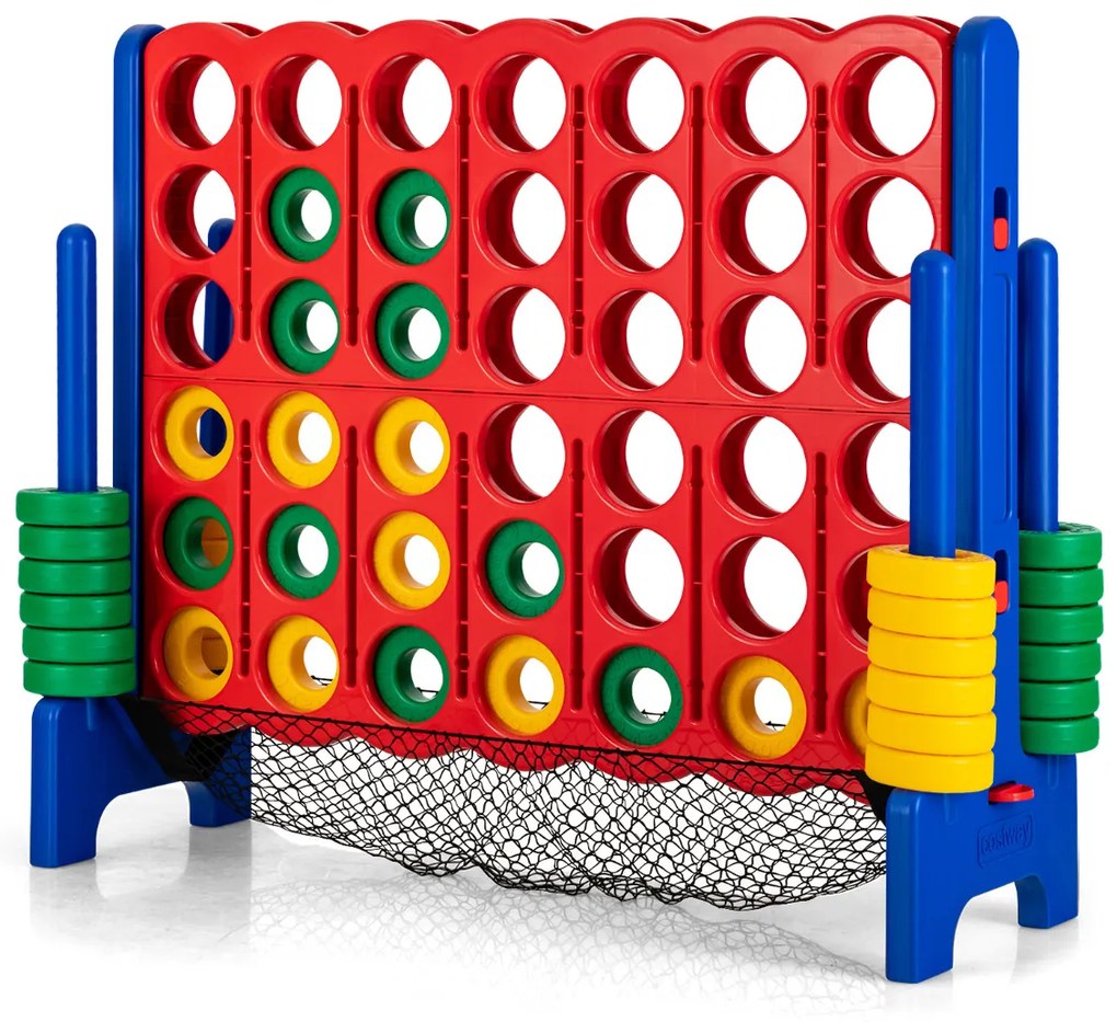 Conjunto Conecta 4 Gigante 119 cm para crianças e adultos com saco de transporte Jogo familiar interior exterior Azul