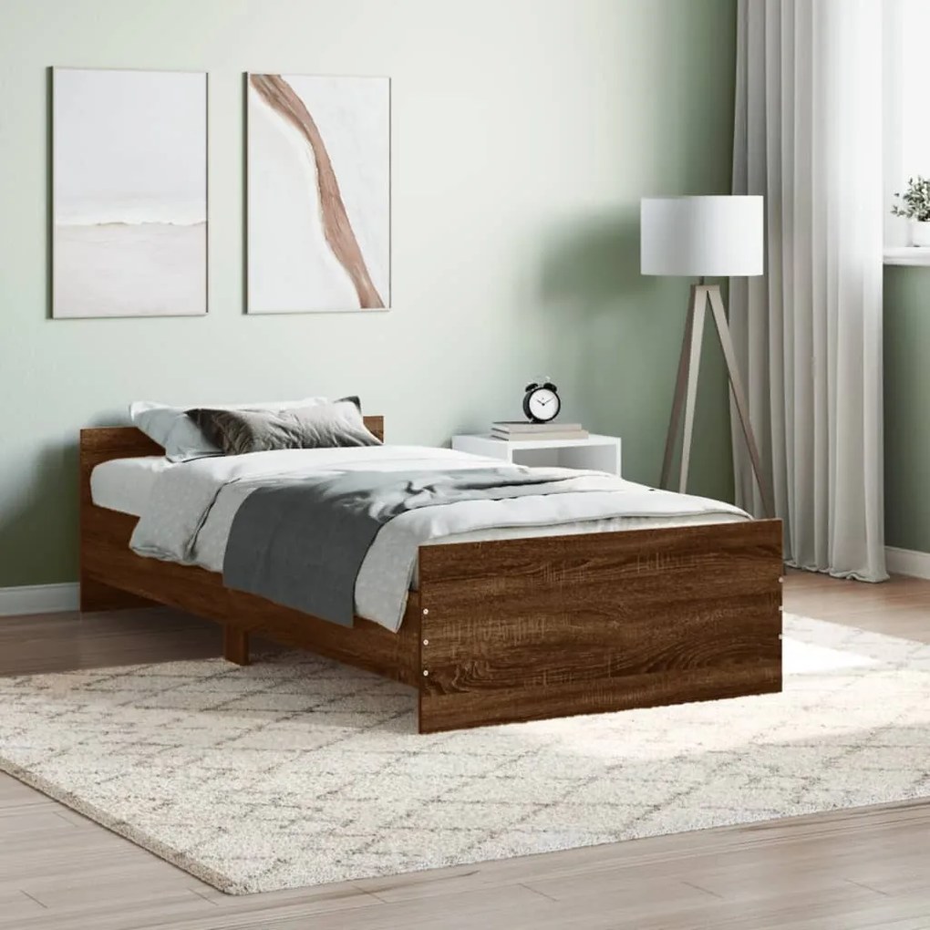 vidaXL Estrutura cama s/ colchão derivados madeira carvalho castanho