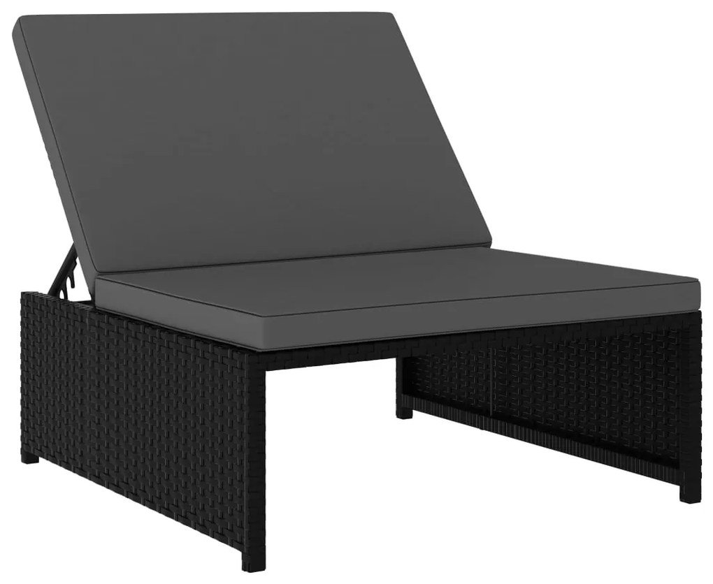 Espreguiçadeiras com mesa 2 pcs vime PE preto