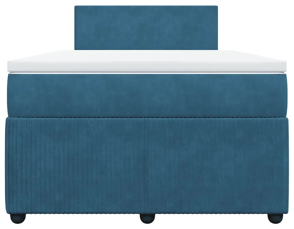 Cama boxspring com colchão 120x190 cm veludo azul