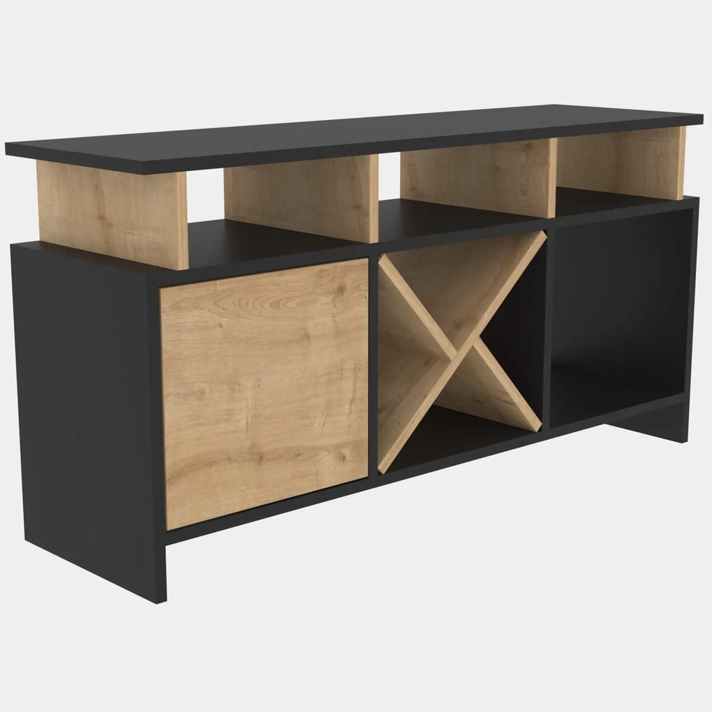 Móvel de TV Auburn – Antracite e Carvalho – 120 cm x 29,9 cm x 60,6 cm