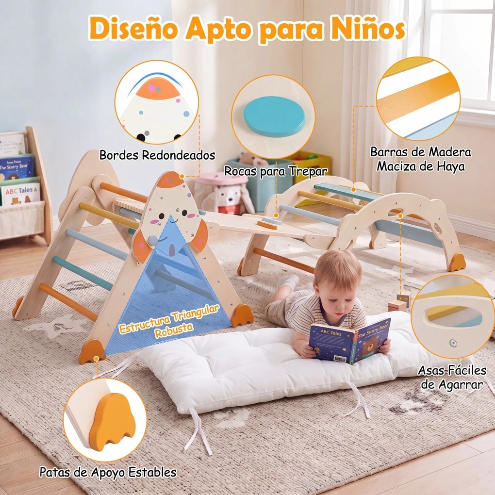 Conjunto de Escalada Infantil 8 em 1, 69 x 53 x 60 cm, Dobrável, Multicolor