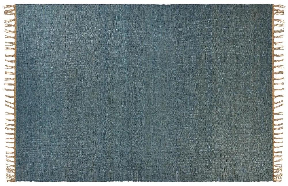 Tapete de juta azul turquesa e castanho 160 x 230 cm LUNIA Beliani
