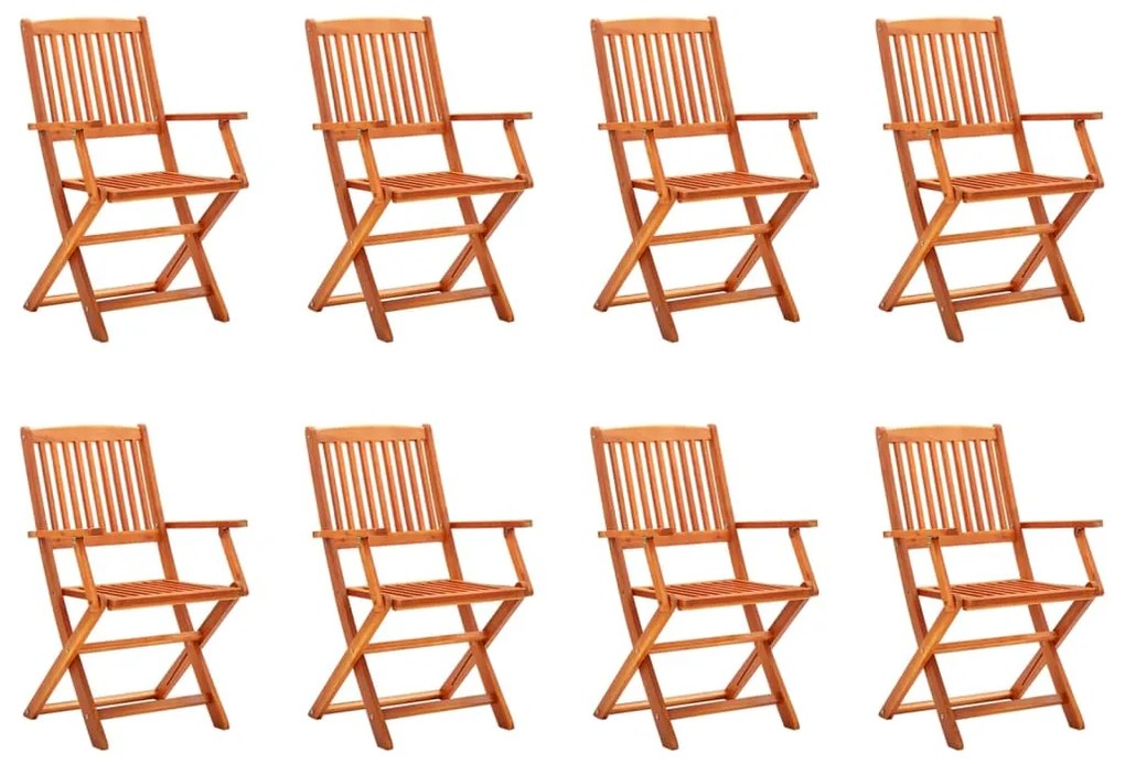 vidaXL Cadeiras de jardim dobráveis 8 pcs eucalipto maciço