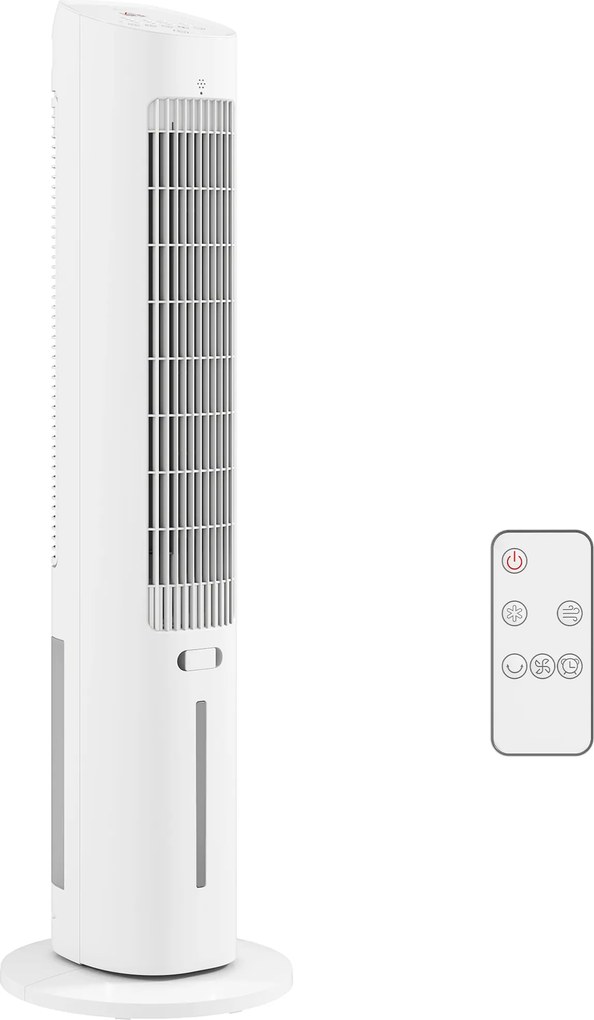 HOMCOM Resfriador de ar coluna 3 em 1 resfriador humidificador ventilador, oscilação 48°, 3 velocidades 3 modos, branco | Aosom Portugal