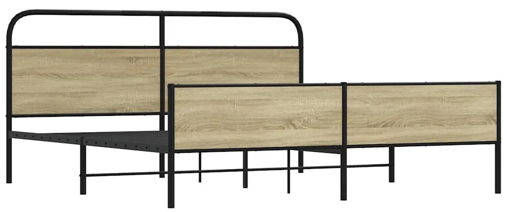 Estrutura de cama sem colchão 200x200cm metal carvalho sonoma