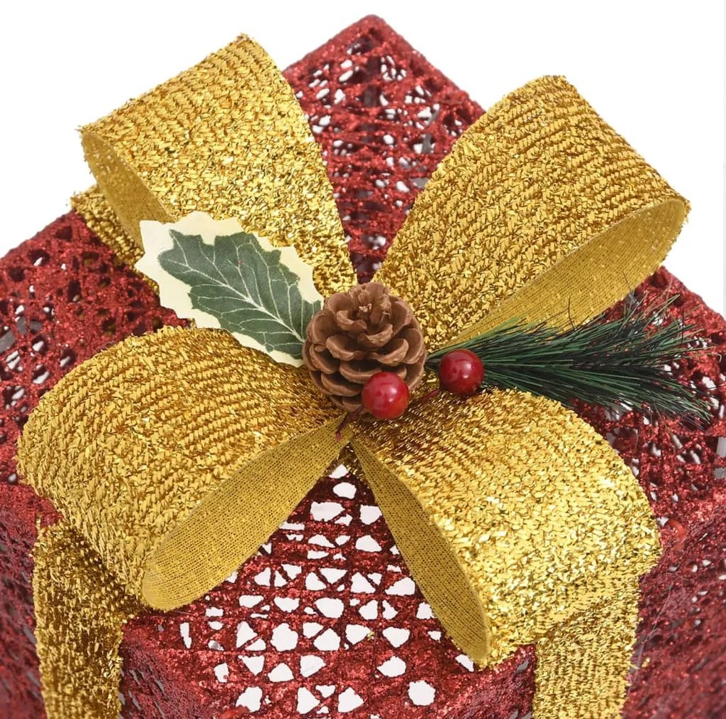 Caixas de presente de Natal decorativas 3 pcs int/ext. vermelho