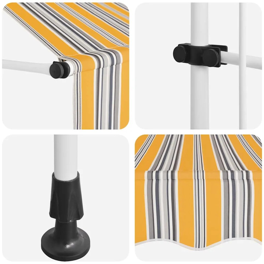 Toldo retrátil manual 200 cm riscas amarelas e azuis