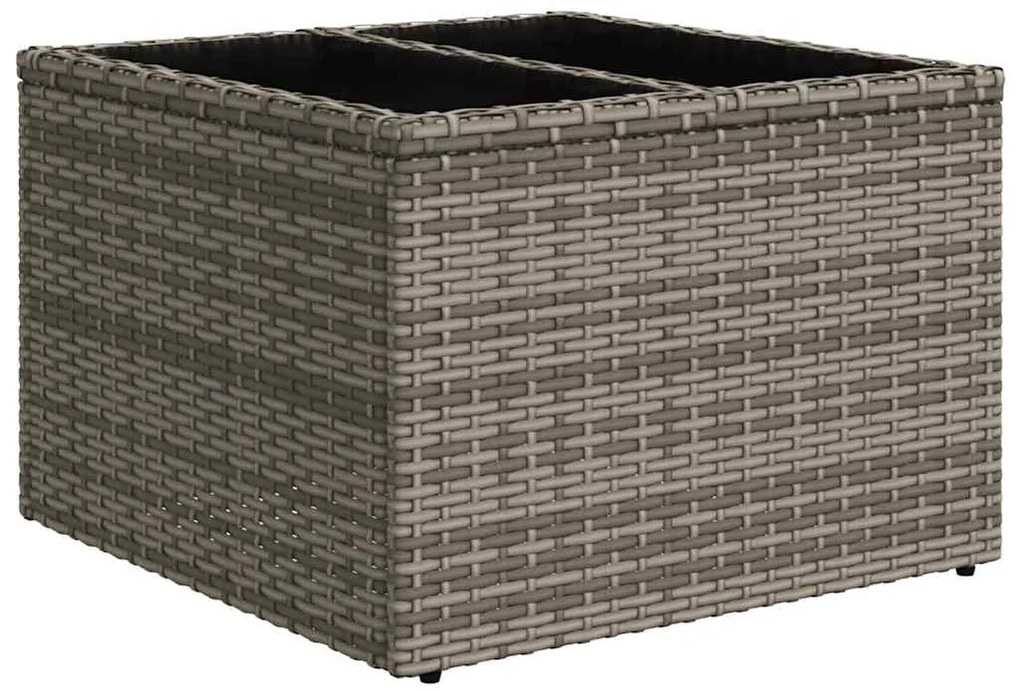 11 pcs conjunto sofás de jardim c/ almofadões vime PE cinzento