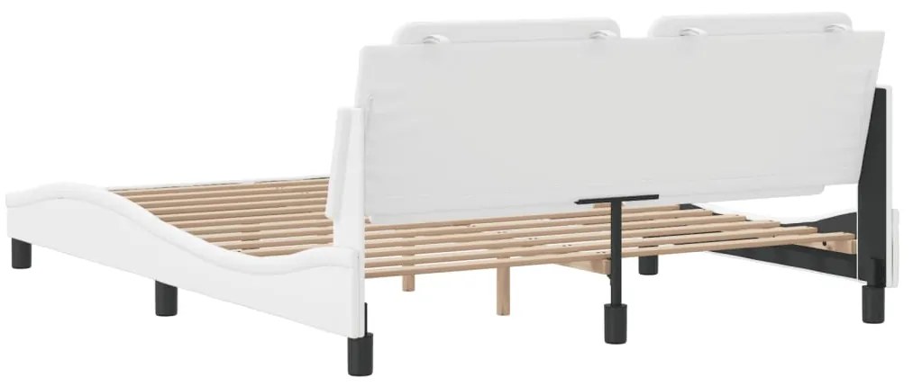 Estrutura cama c/ cabeceira 160x200 cm couro artificial branco