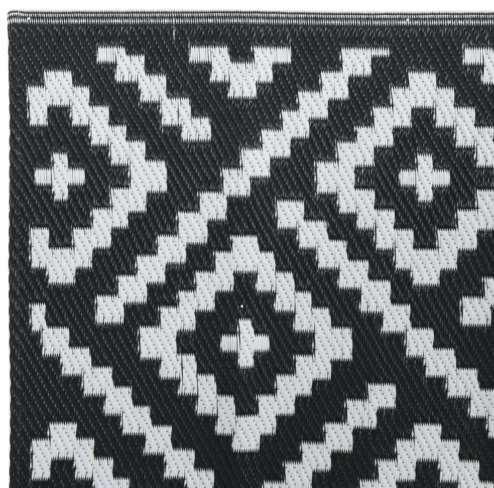 Tapete de exterior Ø160 cm ARAKIL PP Branco e Preto
