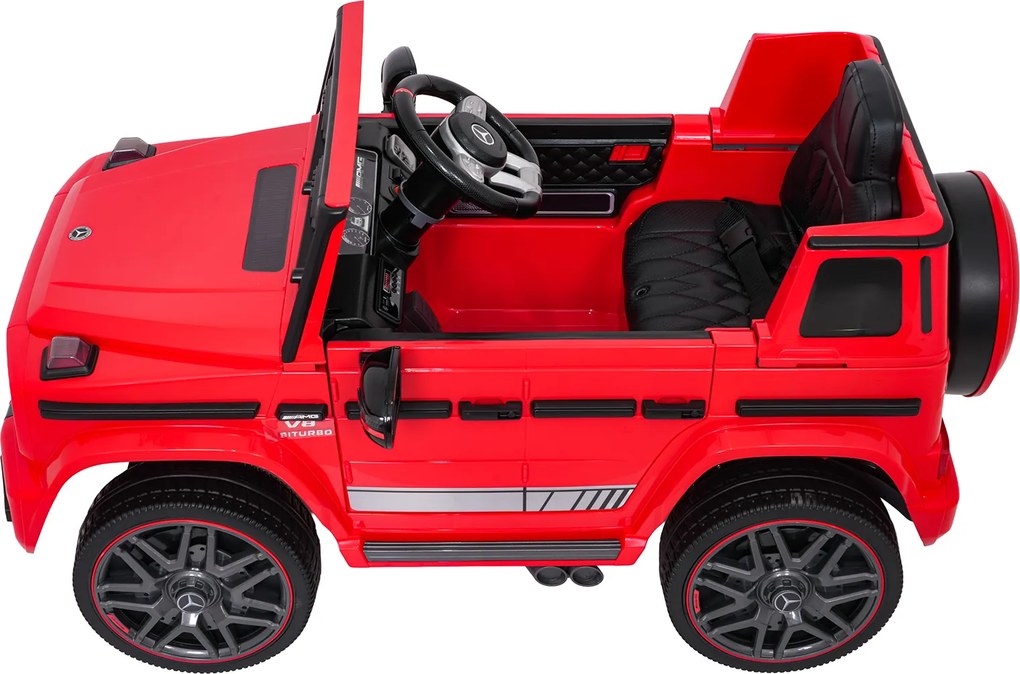 Carro elétrico para Crianças 2 a 5 anos 12V Mercedes G63 AMG LIFT Rodas de espuma EVA, assento Couro ecológico Vermelho