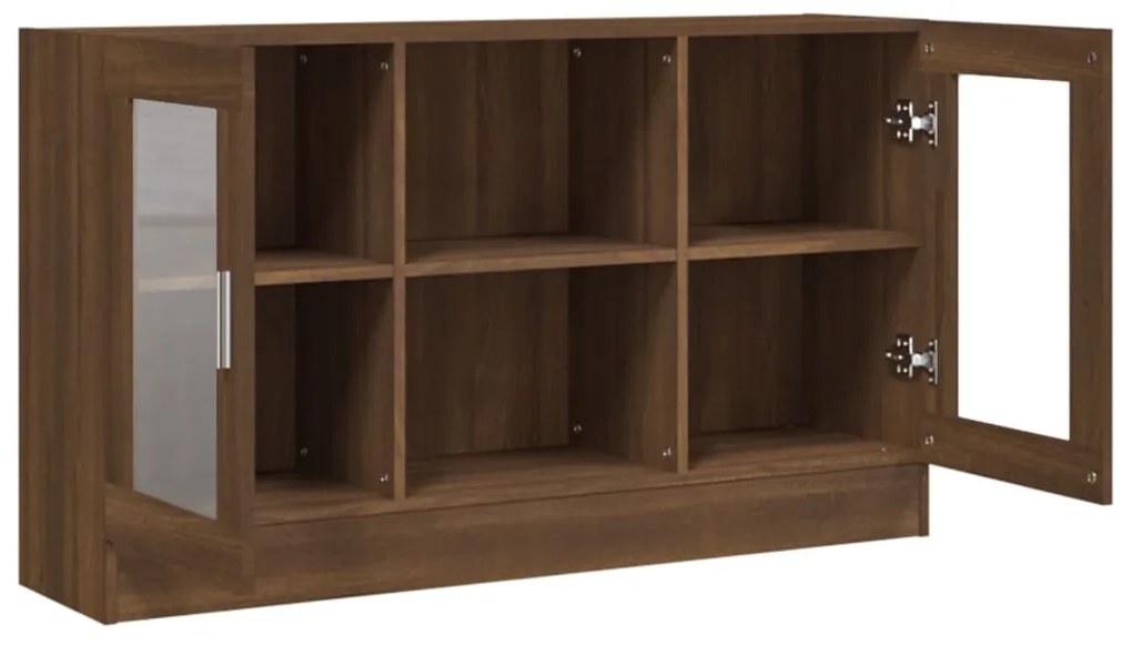 Vitrine 120x30,5x70 cm derivados madeira carvalho castanho