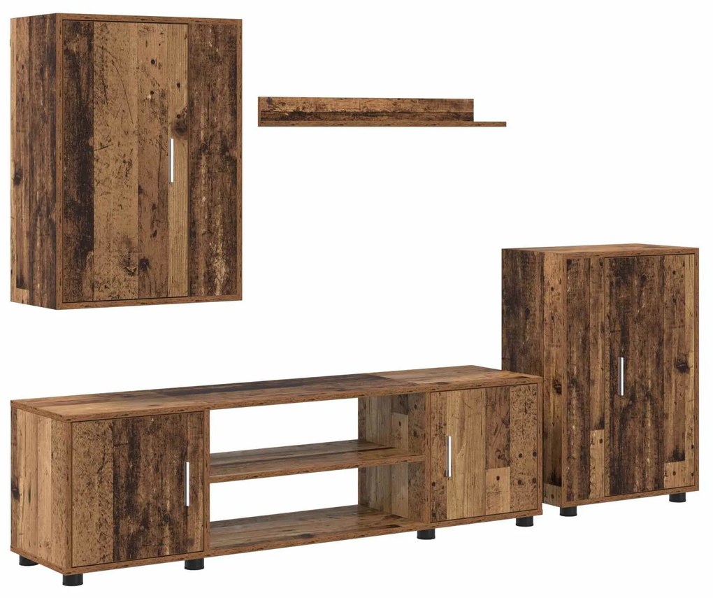 vidaXL Conjunto de móvel de TV 4 pcs Madeira Antiga Madeira processada