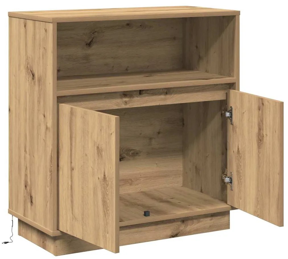 Aparador com LED Carvalho Artesanal 71x34,5x75 cm Madeira de Engenhari