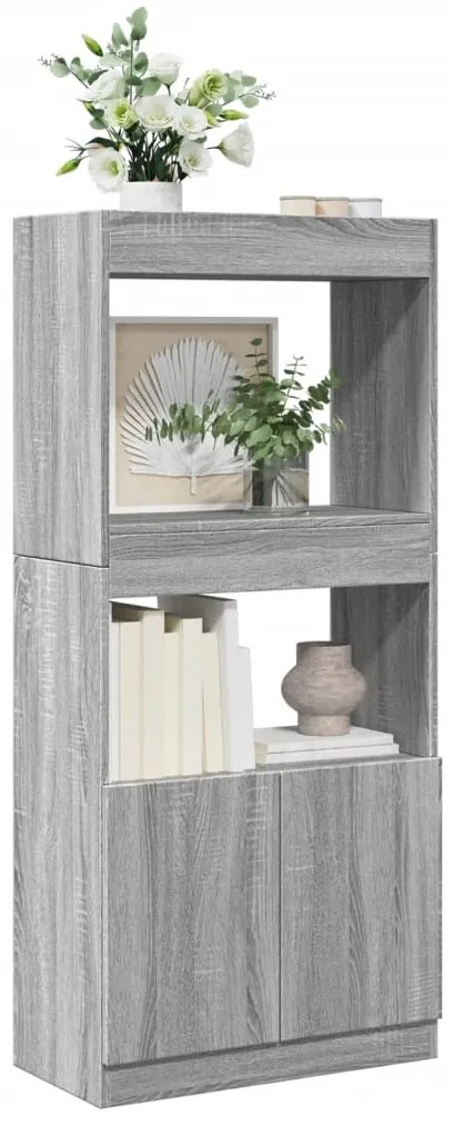vidaXL Armário alto 63x33x140 cm derivados de madeira cinzento sonoma