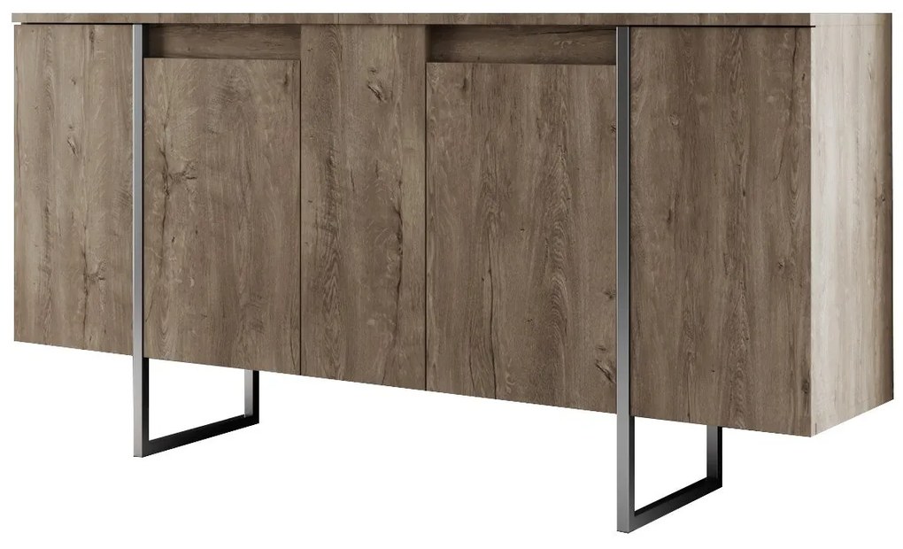Console Luxe – Nogueira e Prateado – 160x35x80 cm