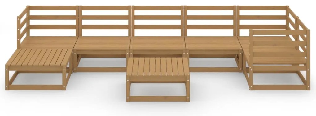 8 pcs conjunto lounge de jardim pinho sólido castanho mel