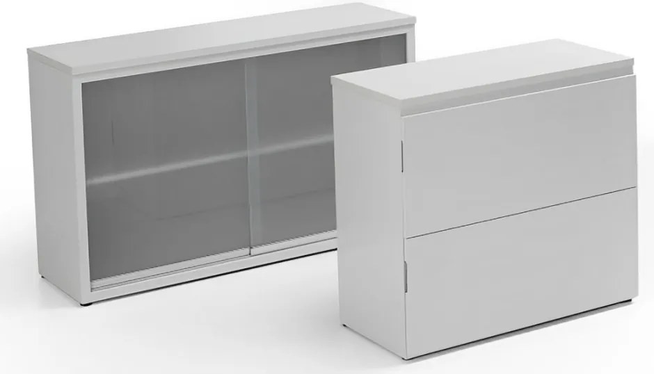 Armário de Escritório com Portas de Vidro Fosco – 800x800x420 mm (Sem Tampo)