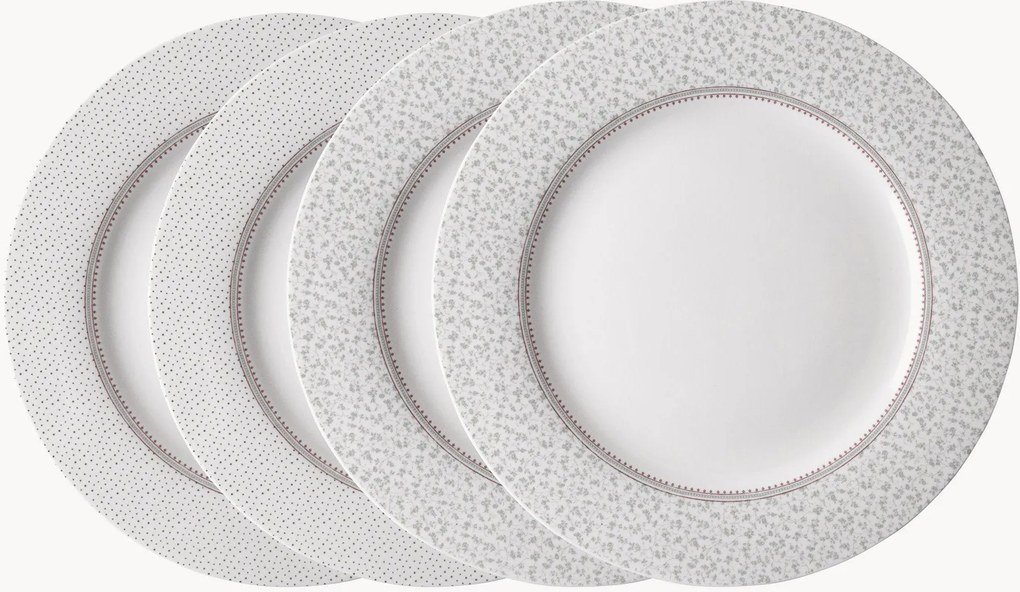 Pratos de jantar em porcelana Flat, conjunto de 4