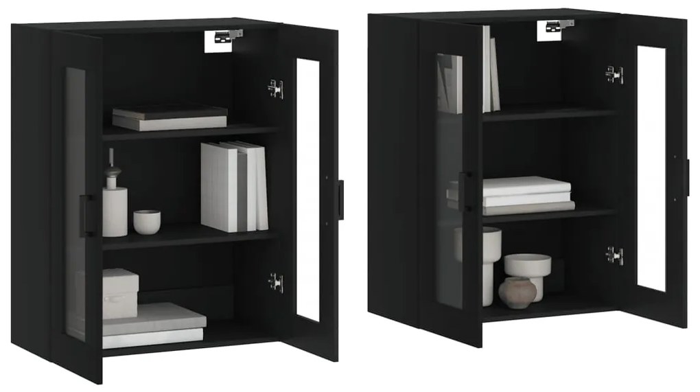 Móveis de parede 2 pcs derivados de madeira preto