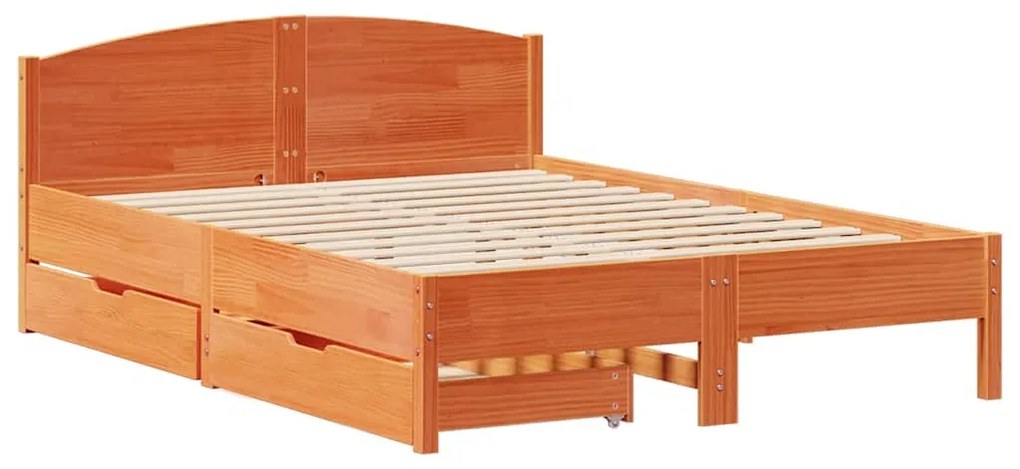 Cama sem colchão 140x190 cm pinho maciço castanho-mel